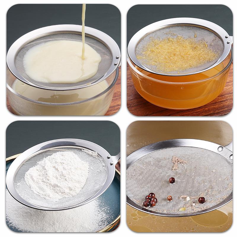 304 Stainless Steel Kitchen Grease Skimmer & Juice Filter Mesh Strainer - 80 Mesh Soy Milk & Oil Separator