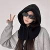 Winter Hat Scarf Set Wool Knitted Hooded Caps Balaclava Neck Warmer Scarf Gothic Pullover Hat One-piece Neck Collar Beanies Cap
