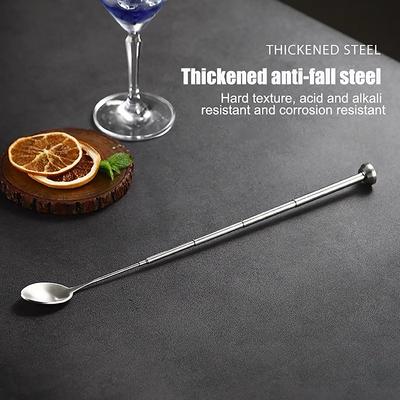 Silver Stainless Steel Retractable Bar Spoon Bartender Cocktail Mixing Spoon Tools Dessert Long Kitchen Tableware