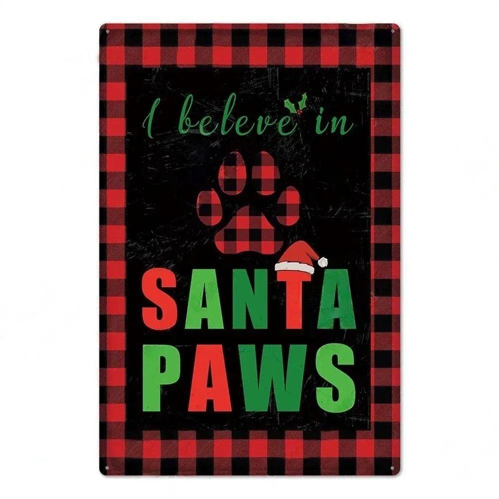 Vintage Christmas Metal Tin Sign Home Festive Wall Decor