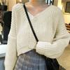 Women's Cardigan Sweater Outerwear Preppy Style Versatile Korean-Style Loose Short Top V-Neck Knitwear