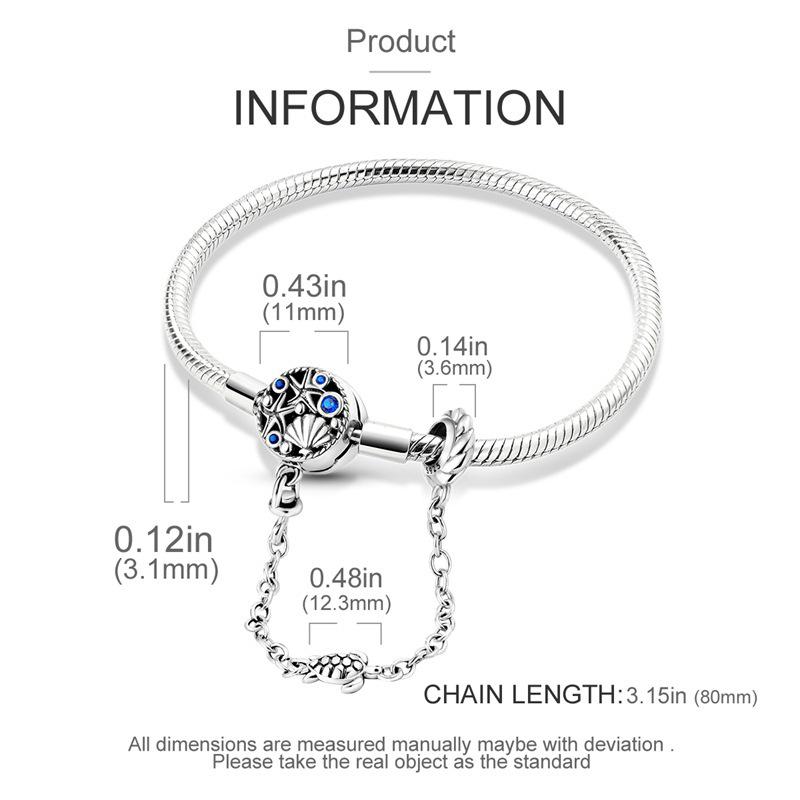 925 Silver Bracelet with Copper-Plated Starfish, Seashell, and Sea Turtle Beads - DIY European and American Style