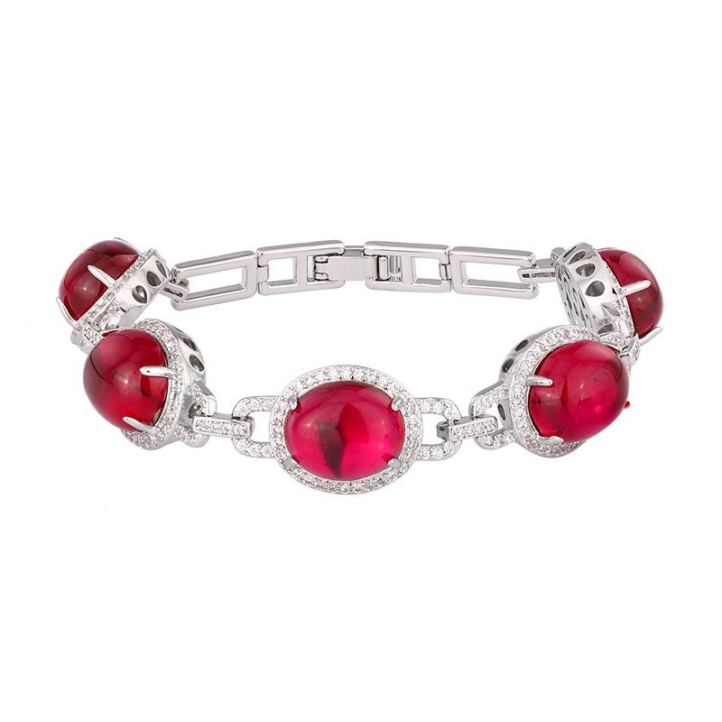 Jewelry Chalcedony Fluorescent Simulation Corundum Oval Bracelet Women 10 * 12