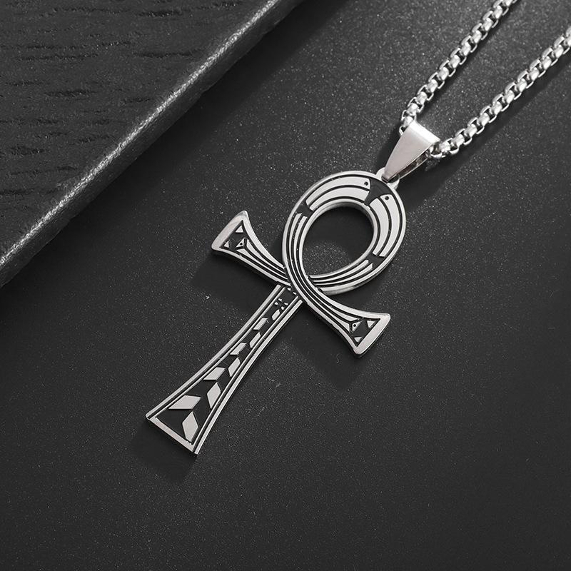 Ancient Egyptian Symbol Anka Cross Necklace Christmas Gift Hip Hop Personality Cross Necklace