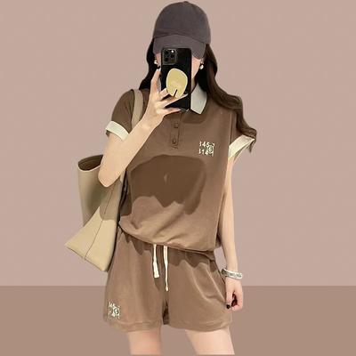 2025 Summer Harajuku Student Short-sleeve Polo T Shirt and Shorts Y2k Running Two-piece Set Young Girl Large Size Casual Loose Sports Suits for Women