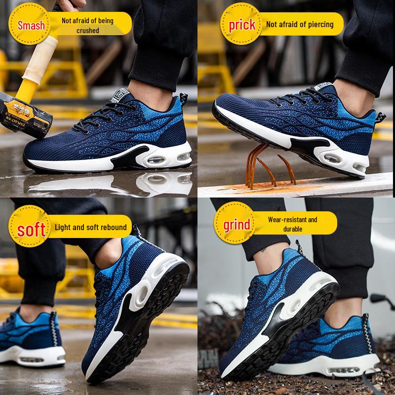 Unisex Steel Toe Safety Shoes - Anti-smash & Puncture Resistant, Breathable, Shock-absorbing PU Sole Work Shoes.