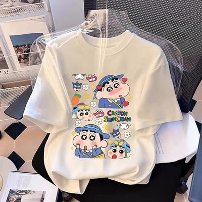 Crayons Shinchan Unisex Unisex T Shirt Loose Short Sleeve Tops Anime Cartoon Print Female Tee Shirts Male Casual Summer Clothes