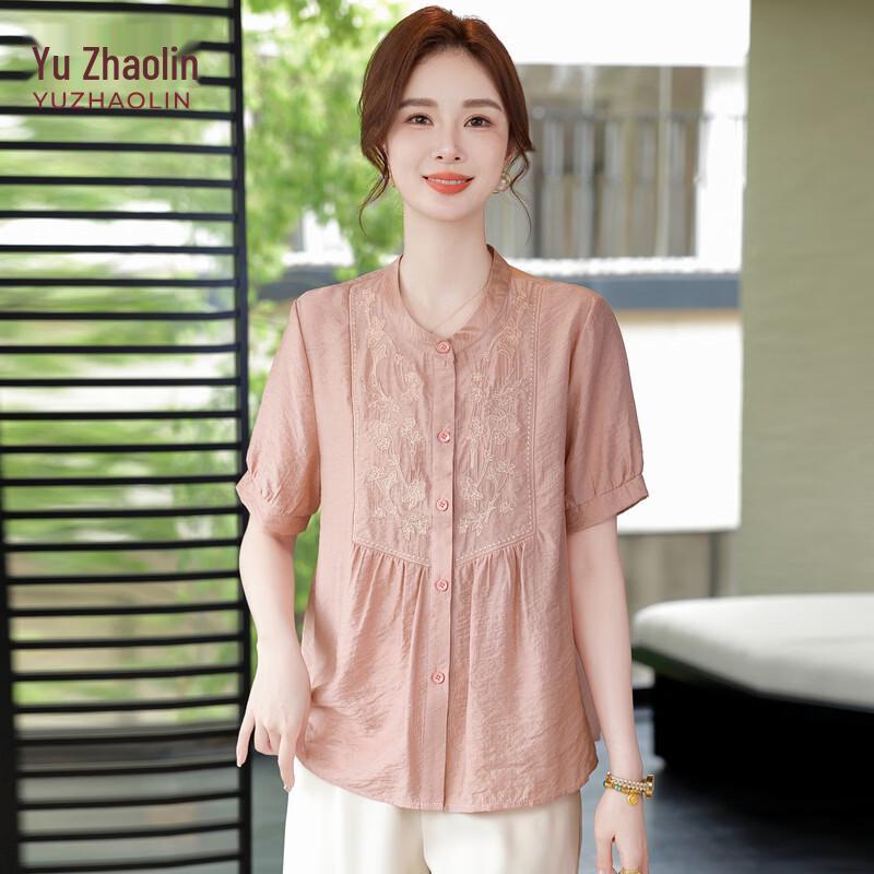 YUZHAOLIN Women's Summer Cotton Linen Short-Sleeve Blouse