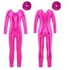 Body da allenamento per bambine, maniche lunghe, cerniera posteriore, body unitard, tuta da balletto e copricapo