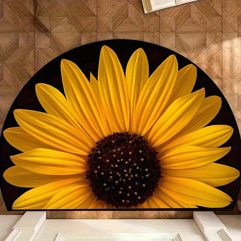 

Sunflower Pattern Half Round Door Mat Non-Slip Machine Washable Floor Mat 2D Flat Semi-Circular Rug for Entryway Bathroom Garden Decor 40X60CM