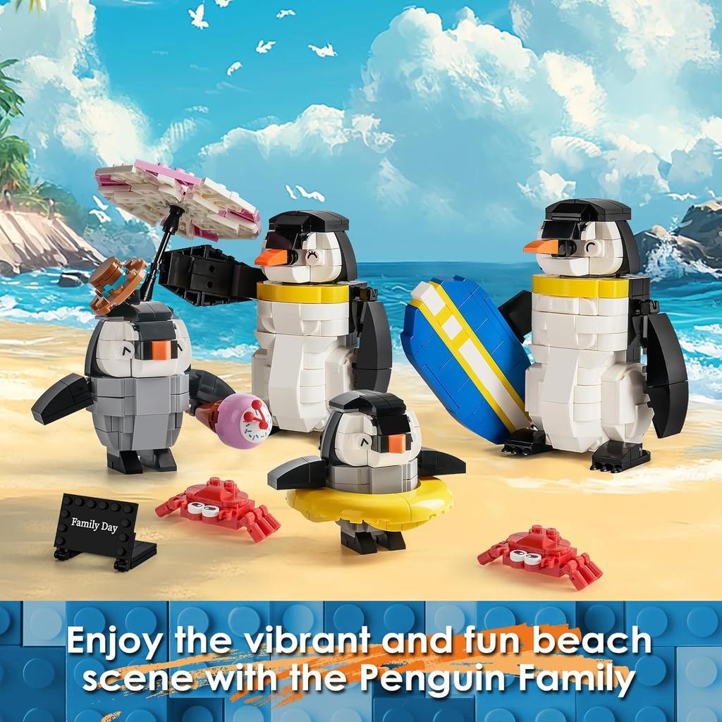 Penguin Family Animal Building Set Creator STEM Toy for Kids 6+, Model Building Kit for Display or Family Activity, Birthday Gift for Kids Boys and