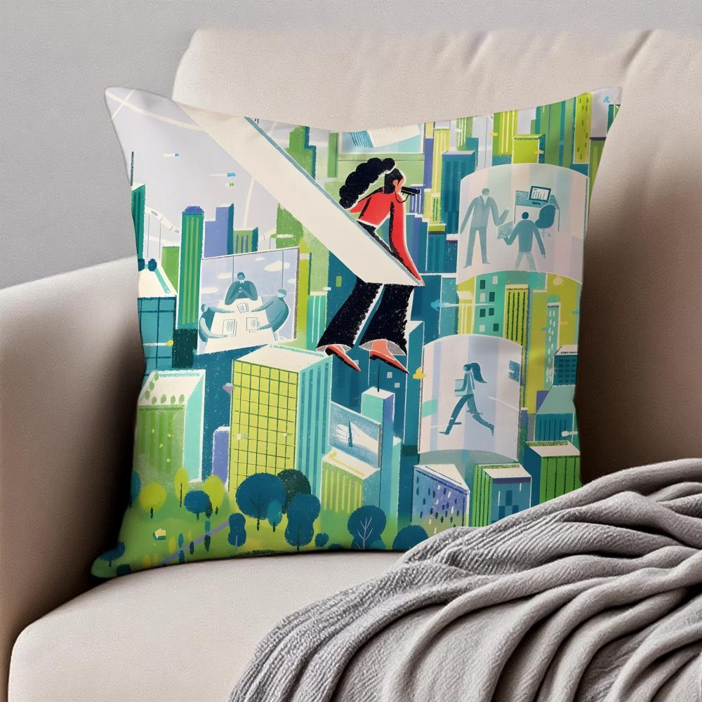 

art LLisk Feng Cushion Cover Pillowcase Antidustmite Invisible Zipper Short Plush Sofa Cushion 30X30cm