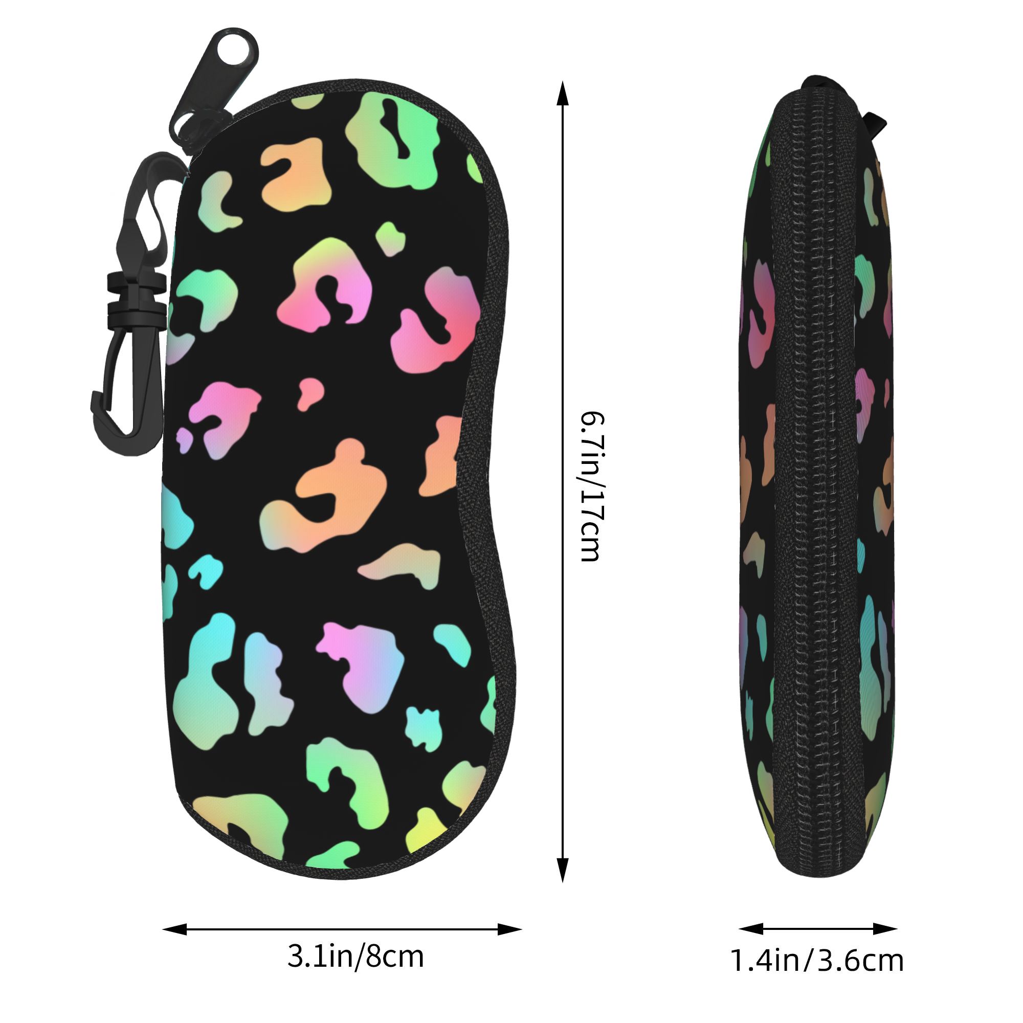 Mignon Étui à Lunettes Léopard Nouveau Fermeture Éclair Boîte de Rangement pour Lecture Étui Anti-Pression pour Lentilles de Contact One Size beige