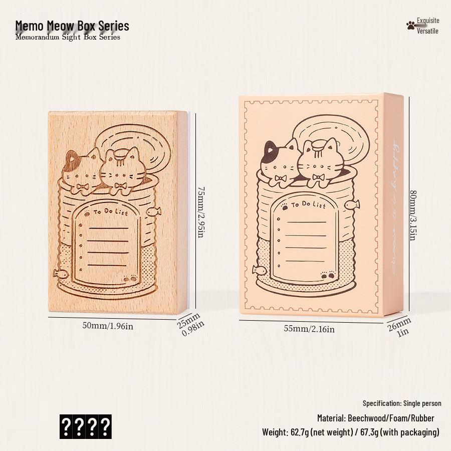 Adorable Wooden Cat Stamps for Planners and Journals – Meow Box Series