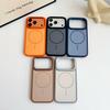Solid Color Skin-Feel Magnetic Case for iPhone 17 Pro Max: Gold Shield Frosted Design with Soft Edge