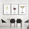 Abstrato moderno vidro champanhe pintura em tela arte da parede cartazes e impressões para sala de estar cozinha decoração quadro