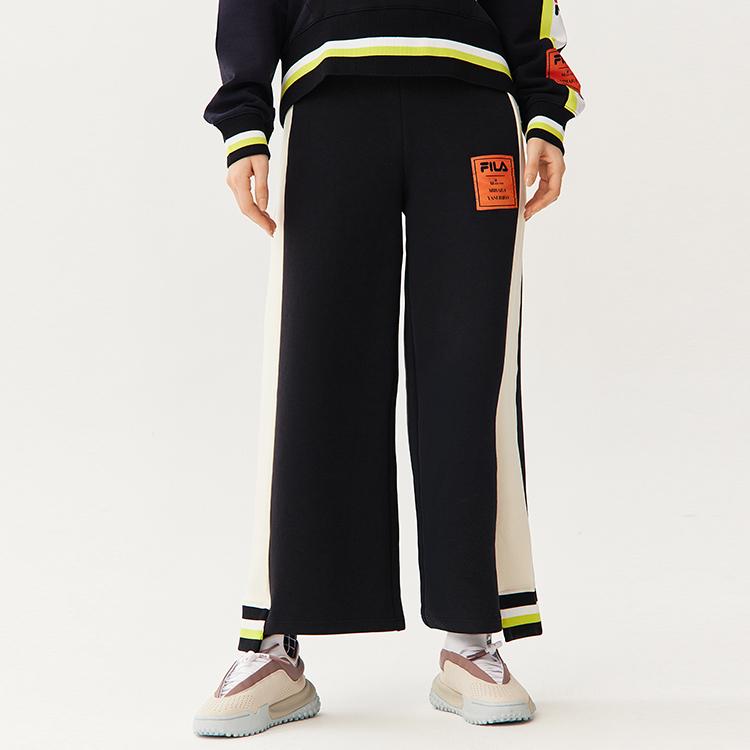 FILA X Mihara Yasuhiro Collaboration Casual Sports Knitted Wide-Leg Trousers Women bottoms Black F71W118605F-BK