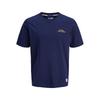 Men's Plain Crew Neck Cotton T-shirt with Text Print JACK & JONES