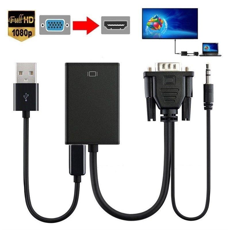 Vga To Hdmi Converter Cable Copper Core For Hdtv Monitor Pc Gaming Home Theater Setup