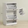 Shoe Cabinet With 2 Flip Drawers Adjustable Shelves For Hallways And Small Spaces 47x26x85 Cm White Veined