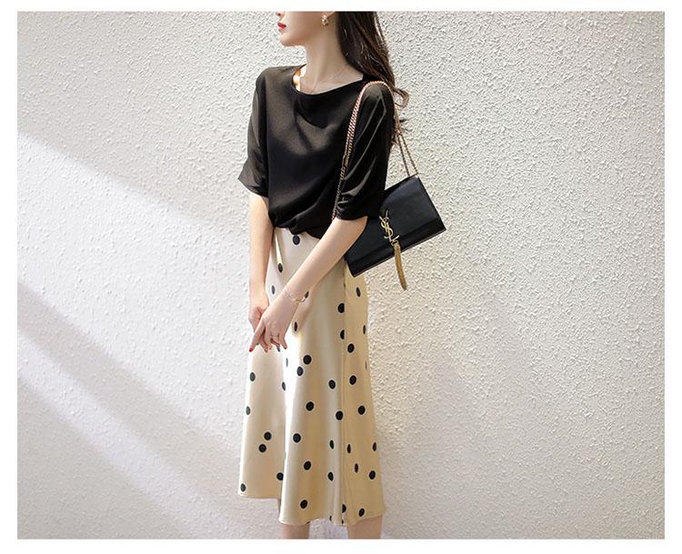 Korean Style Satin Three-Quarter Sleeve Women's Slimming Top