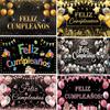 Feliz Cumpleaños Spanish Birthday Party Theme Baby Shower Adult Background Banner Pink Gold Balloon Decorations Photography Prop