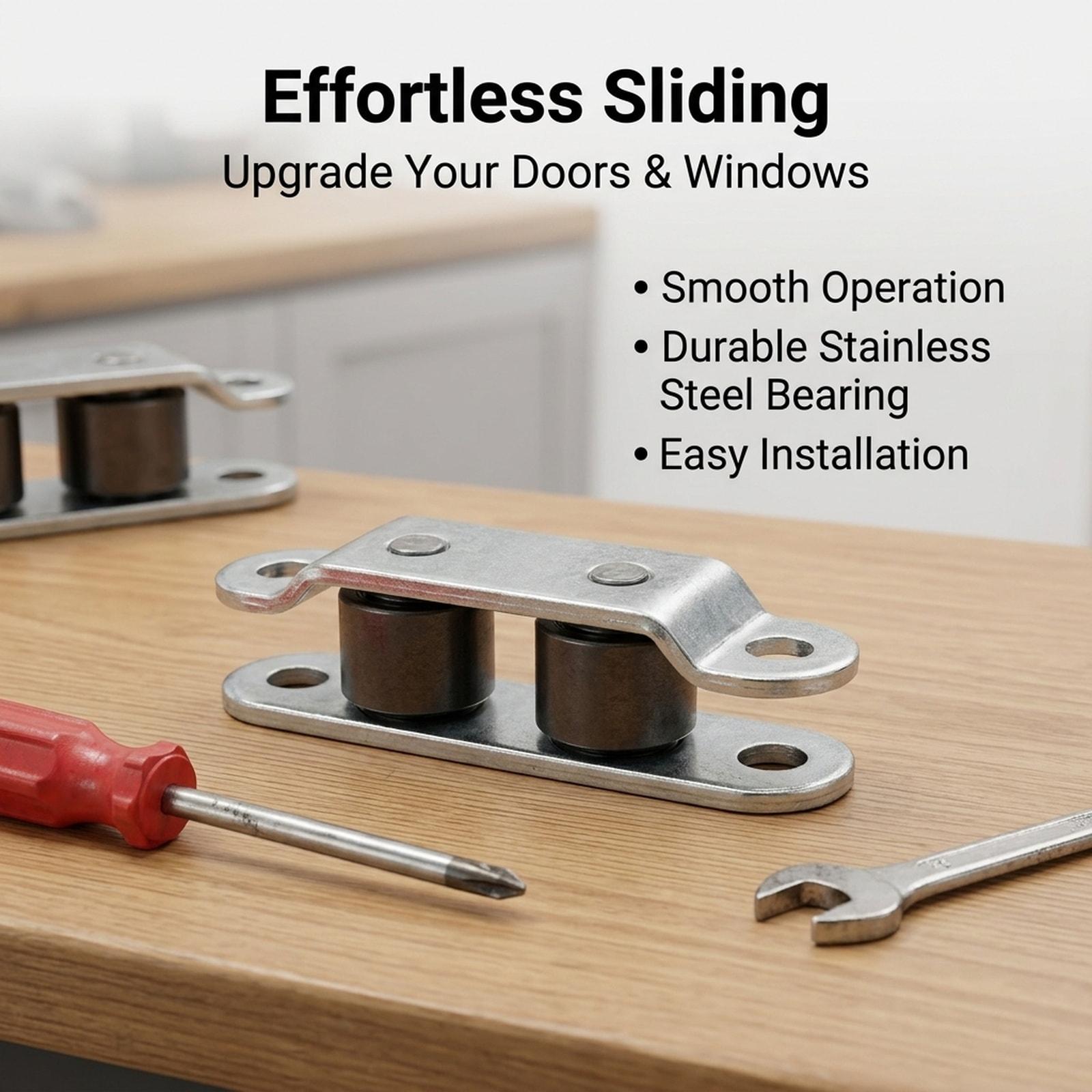 

5 Pieces Push Pull Window Pulley Furniture Hardware Easy Installation Sturdy Wheel Roller Pulley Replacement for Sliding Doors