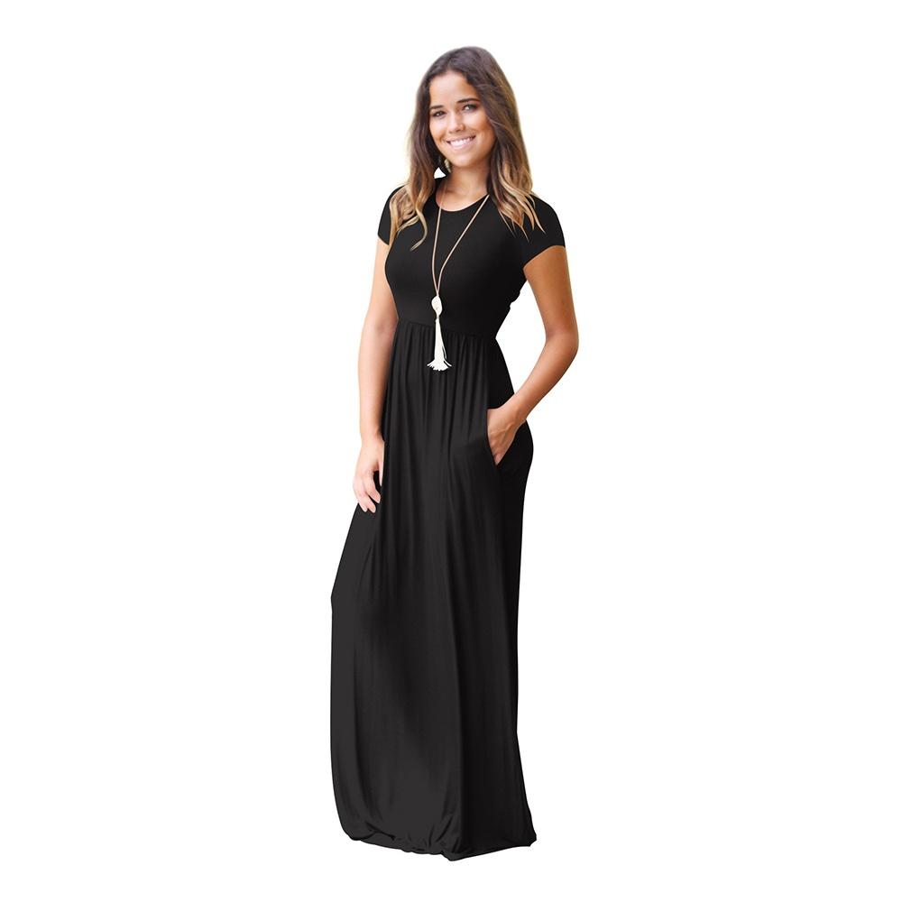 Elegant Women Boho Short Sleeve Solid Evening Party Maxi Dress Plus Size Delight
