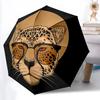 1 Stück Leopard Brille Automatischer Regenschirm | Tragbar Faltbar 8-Rippen Manuell Öffnen, Niedliches Geburtstags- & Feiertagsgeschenk für Draußen yy260107076