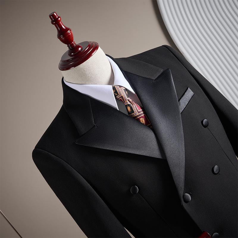 Tashiduo Formal Wear Double-Breasted Tencel Wool Men's Three-Piece Wedding Suit
