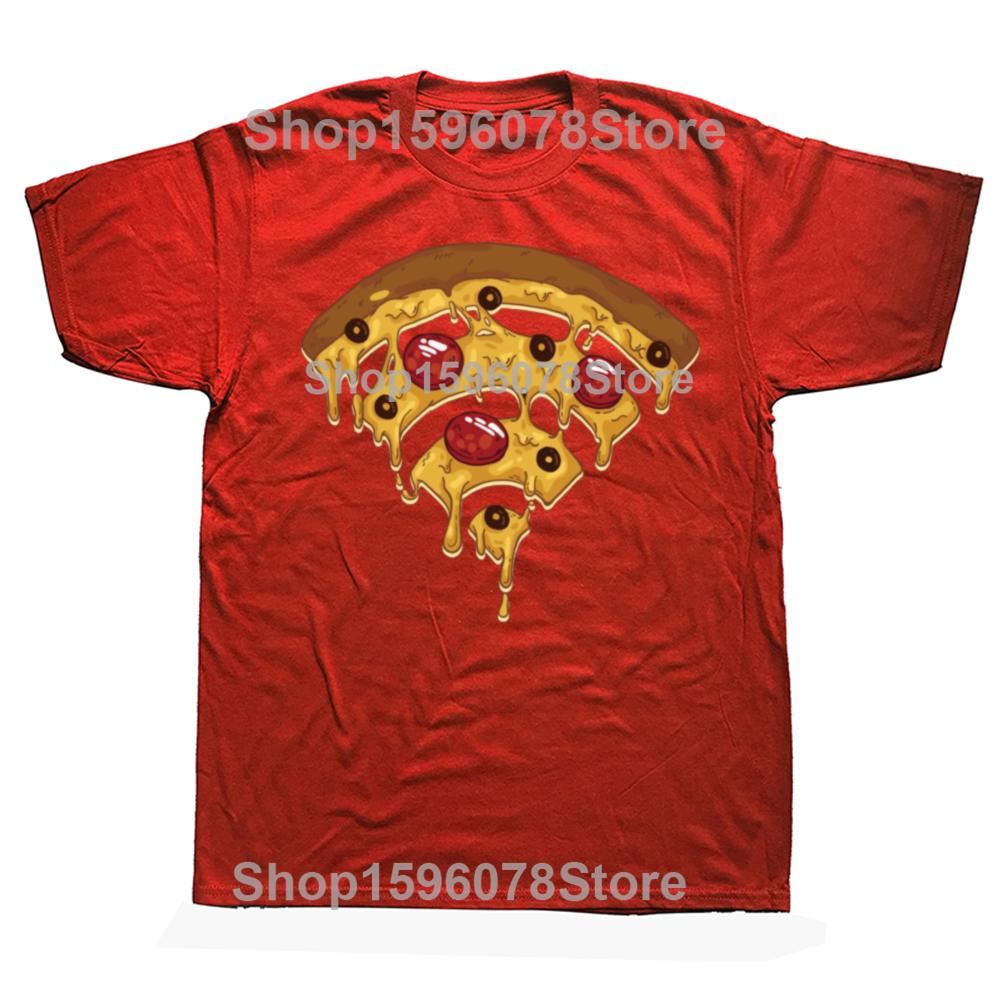 Funny Cool Wifi Pizza Internet Graphic T Shirts Men Pure Cotton Humor Streetwear Tee Shirt Short Sleeve Unisex Loose Clothing