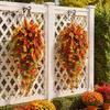 Elegante künstliche Blumen für Zuhause Herbstpflanzen Hängend, UV-beständige Kunstblumen, Veranda Rankpflanzen Herbst Haustür Dekoration Natürlich