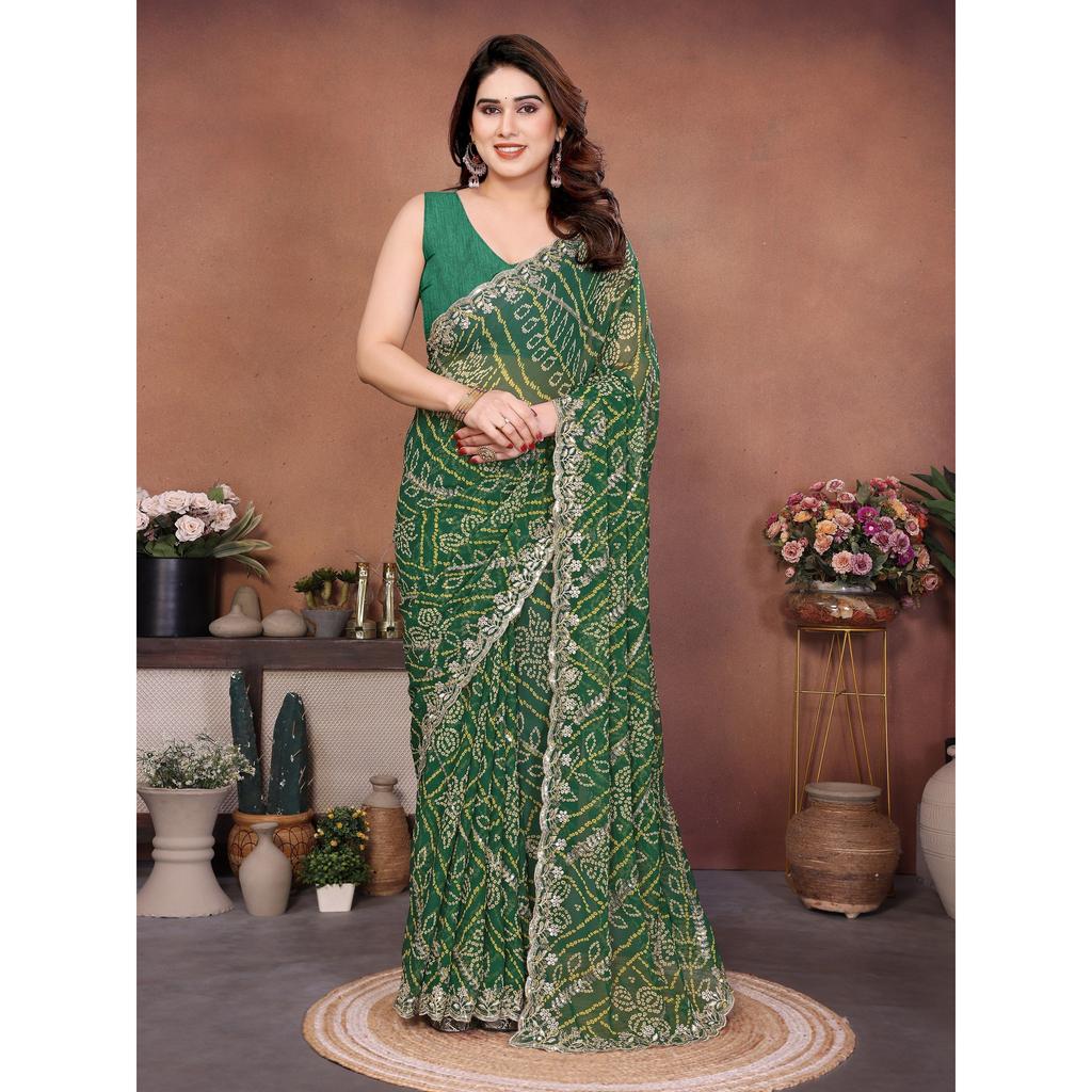 New Arrival Party Wear Bandhej Saree