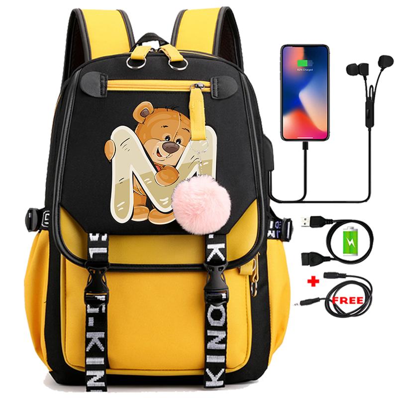 Leinwand Druck 26 Englisch Buchstaben Student Schule Tasche Rucksack Outdoor Teenager Mädchen Büchertasche Laptop Reise Rucksack