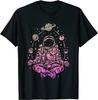 NEW LIMITED Meditating Astronaut Planets Colorful Lotus Women Meditation T-Shirt