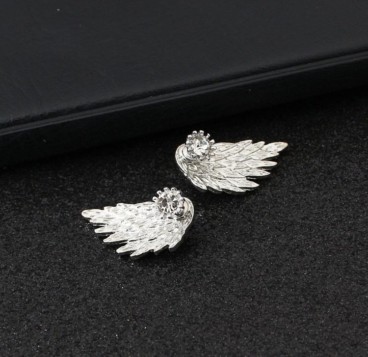

New Fashion Gift Lady Earring Party Zircon Earrings Gold And Copper Gothic Cool Angel Wing Rhinestones Alloy Earrings For Women медный