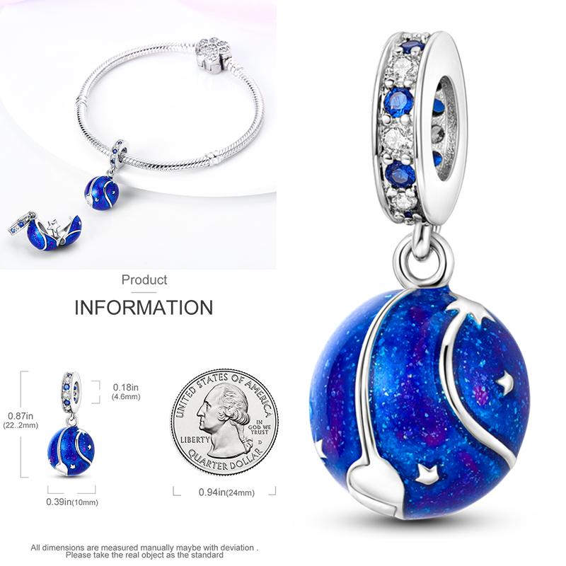 Charms Bead Copper Starlit Sky Moon Sun Earth Universe Charm Fit Bangle Bracelet Necklace Diy Jewelry