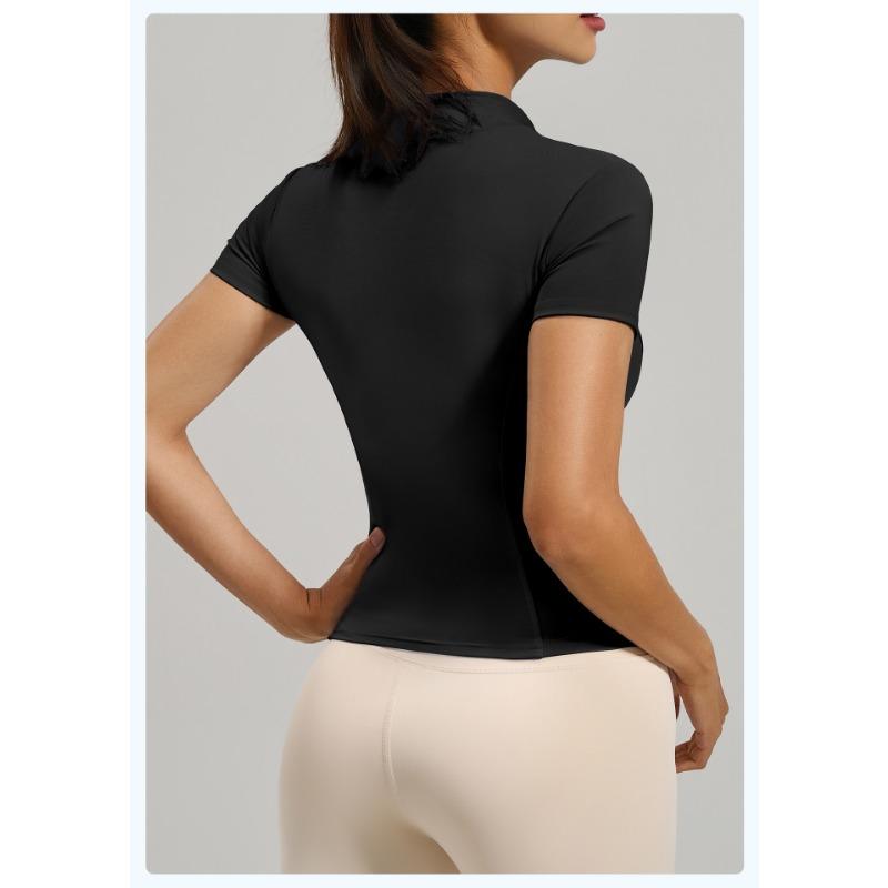 Women S Short Sleeve Tight Stand Collar Yoga Sports Jacket