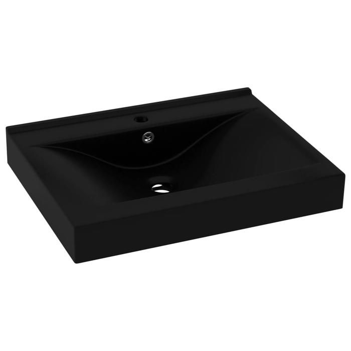 VidaXL Lavabo avec Trou de Robinet Vasque à Poser de Toilette Lave-mains de Salle de Bain Salle Cosmétique Maison Noir Mat 147030