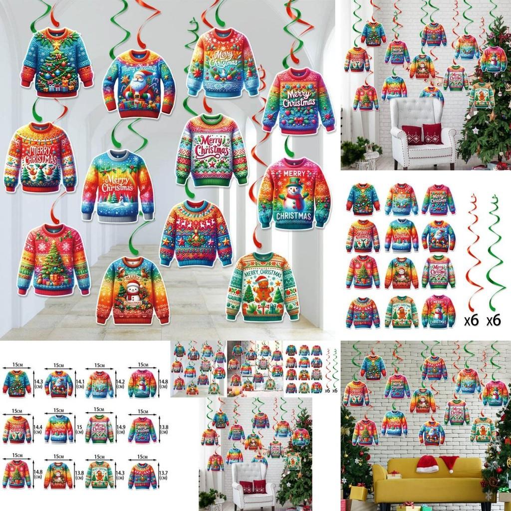 Ugly Themed Sweater Christmas Party Spiral Hang Ornaments Winter Festivities