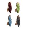 Completi due pezzi in cotone e lino da donna Top senza maniche con scollo a V e incrocio Pantaloni a gamba larga coordinati Outfit estivi per vacanze e relax