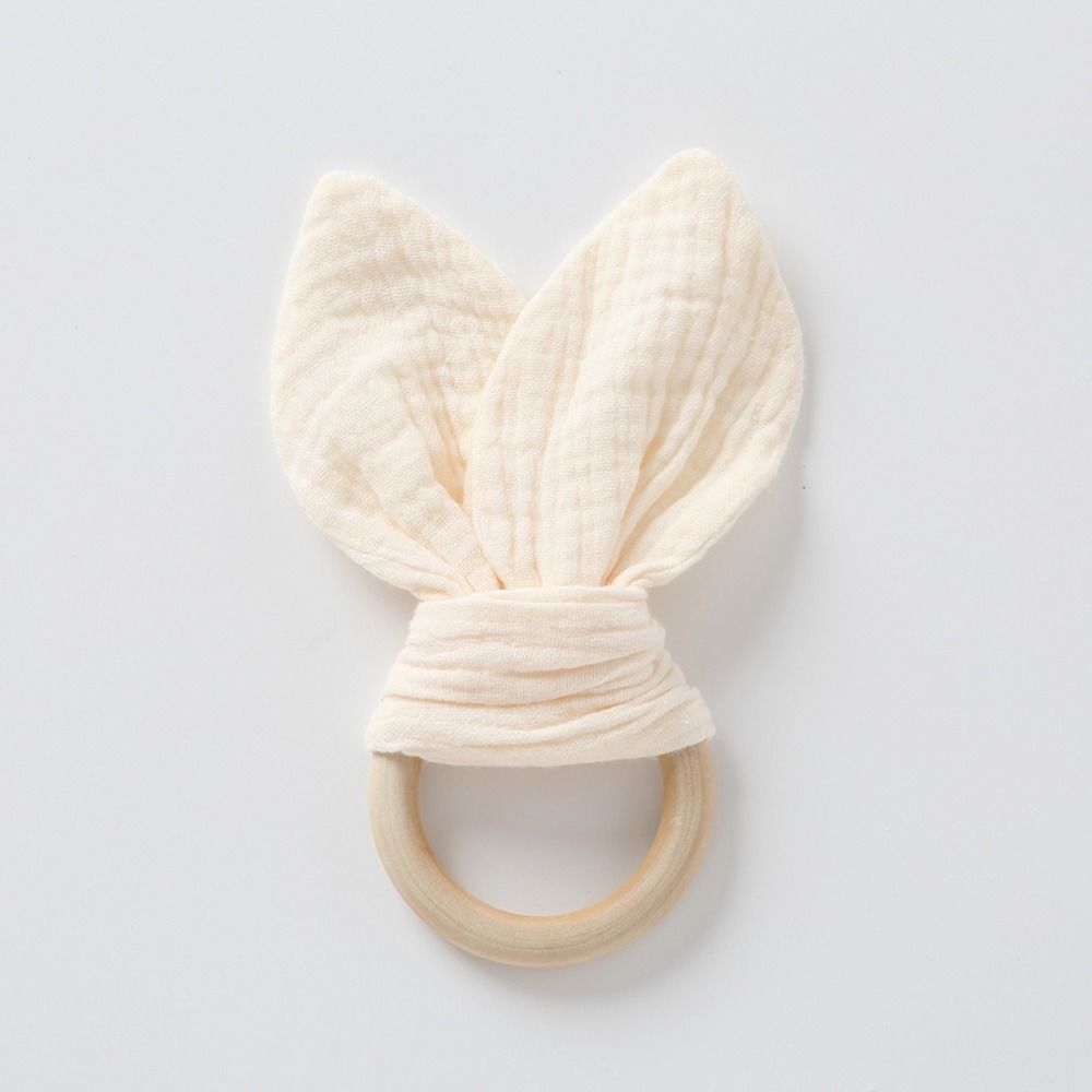 Rabbit Ears Baby Wooden Hand Grasp Toy Natural Wooden Chewing Appease Toy  Infant