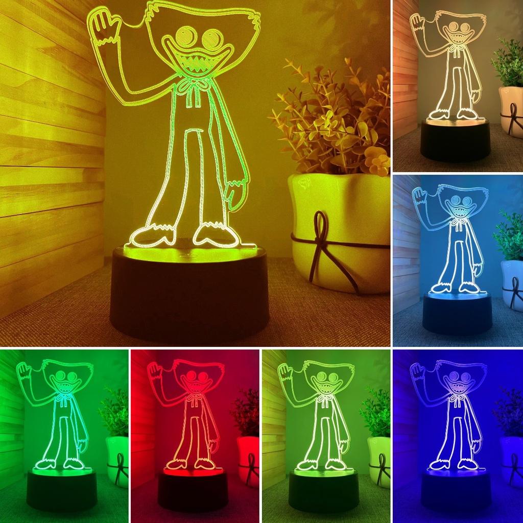 Playtime 3d Poppy Led 7 Colours Huggy Wuggy Night Light Model Birthday Decor