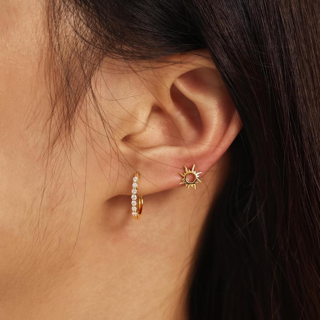 FANCIME Hoop Earrings for 7 14K Natural Single Anniversary Gift Wrapping Included Women, Diamonds, 0.24 Carat, Gold, Stones, Earring, Unisex,