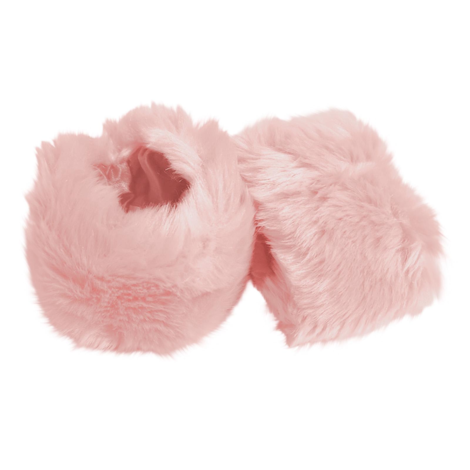 1 Pair of Imitation Rabbit Fur Wrist Cuff, Winter Windproof Furry Wrist Cuff, Soft Faux Fur Plush Wrist Band, Warm Arm Sleeves One Size светло-розовый