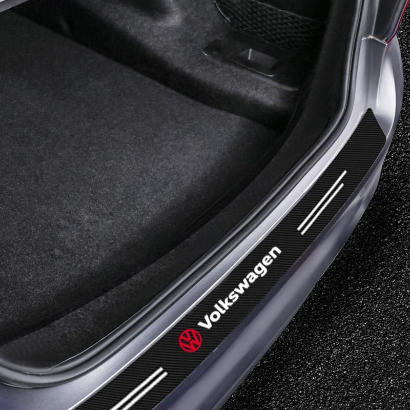 1pcs Carbon Fiber Car Trunk Rear Bumper Sticker Guard Plate Protector For Volkswagen Tiguan Golf-4 5 6 7 MK6 B5 B6 B7 Jetta Lavida Polo Tiguan
