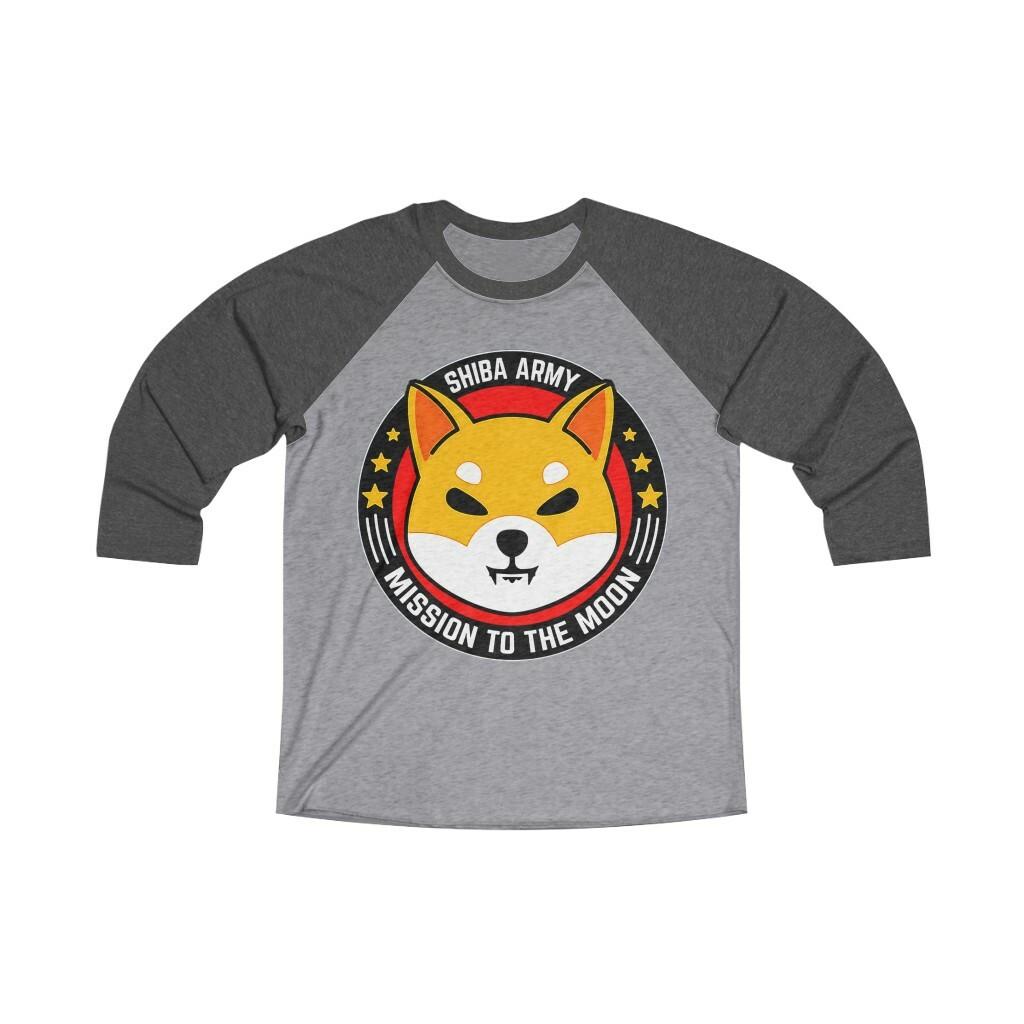 Shiba Inu To The Moon Shib Coin Hodl Trading Market Tri-Blend 3/4 Raglan Tee S