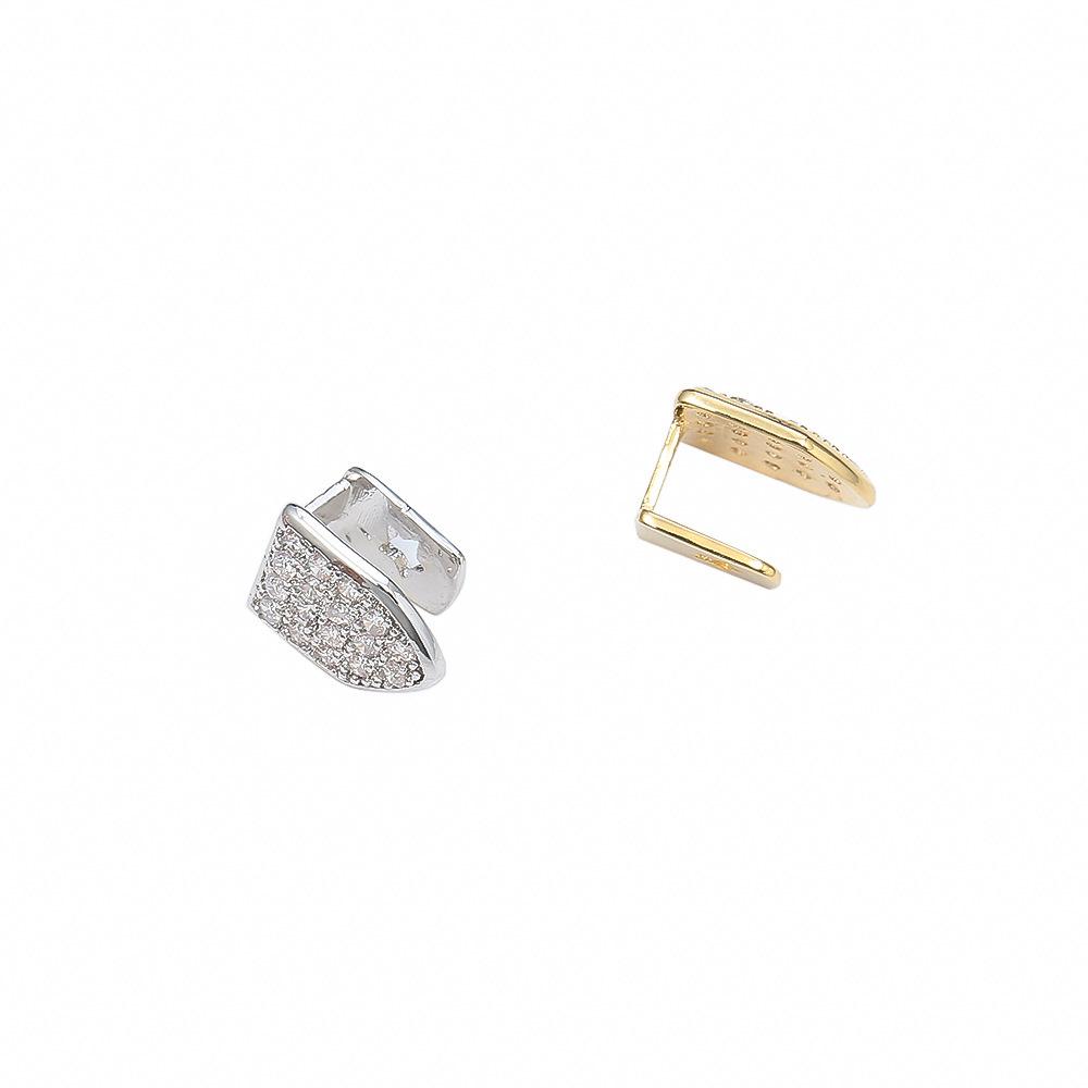 Trendy Rhinestone Zirconia Gold Grillz - Stylish Hip Hop Single Tooth Jewelry Accessory