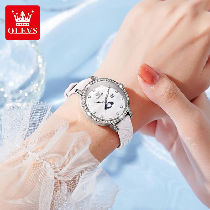 OLEVS Modeuhr Diamant Set Quarzuhr mit Kalender Damenuhr Damenuhr