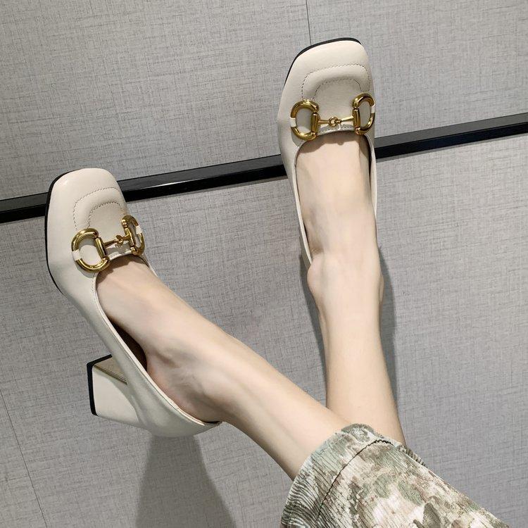 

Весна и лето новые женские туфли Мэри Джейн белые толстые каблуки высокие каблуки вечерние туфли красивые одинарные туфли женские 40